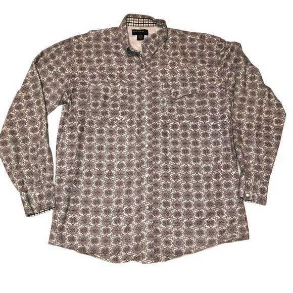 PURPLE PAISLEY PEARL SNAP SHIRT SZ XLT WESTERN LONG SLEEVE ROCKABILLY PELHAM MEN - Picture 1 of 4